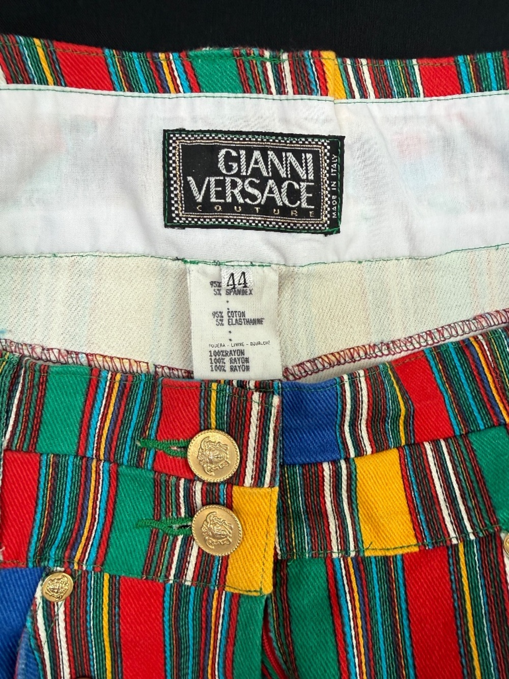 Gianni Versace Couture vintage striped multicolour jeans - Picture 3 of 10